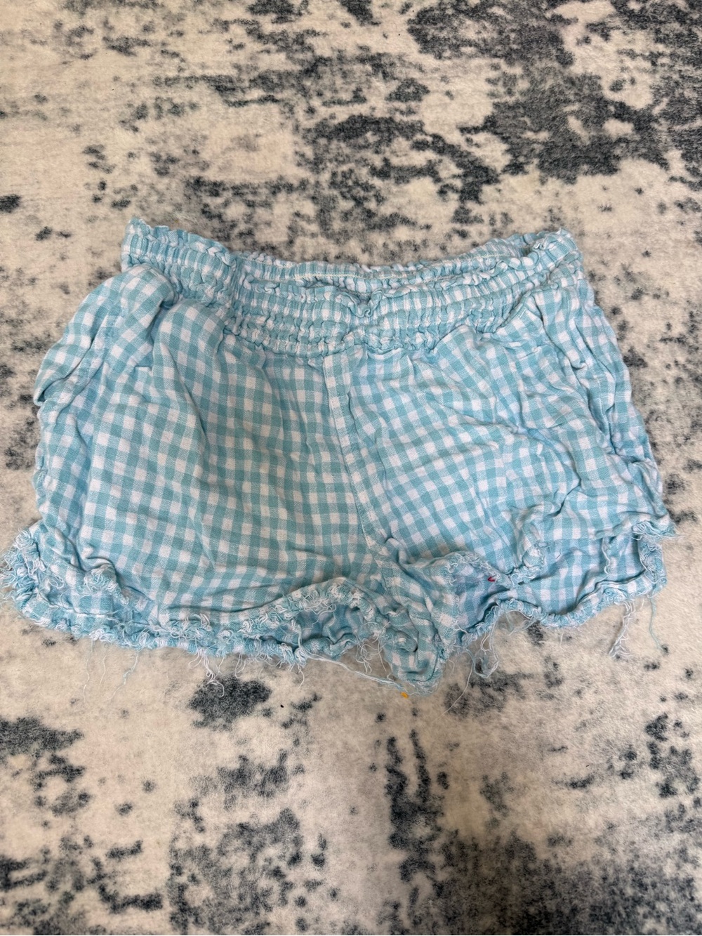 Vanilla Star Light Blue Gingham High-Waist Women's Shorts